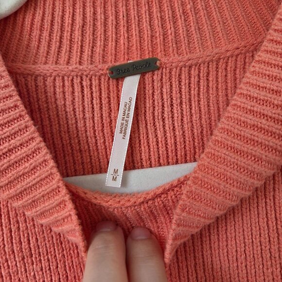 Free People Easy Street Crop Sweater in Guava Juice Medium - Picture 4 of 8